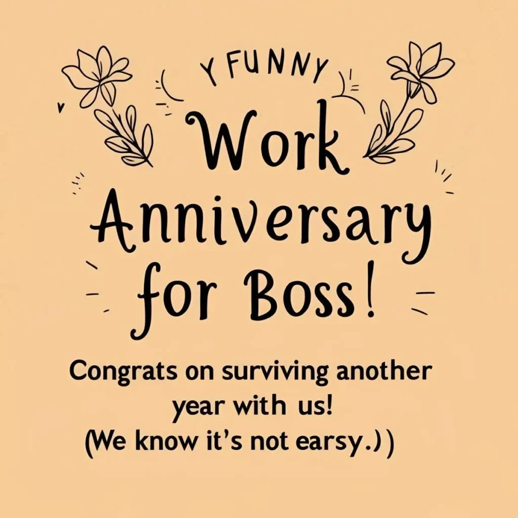 Funny Work Anniversary Wishes for Boss